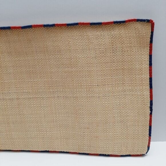 RALPH LAUREN 100% Raffia Envelope Boho Purse Beaded Edge Bag Natural - Picture 3 of 14